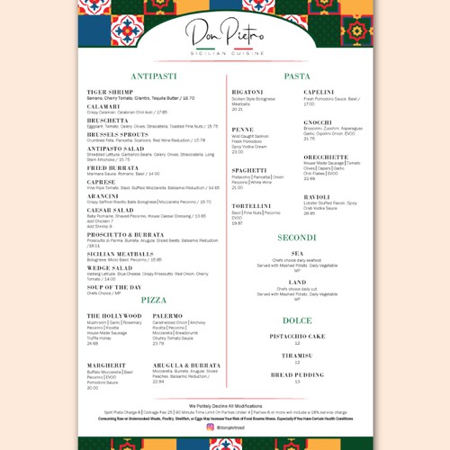 Italian Menu Design