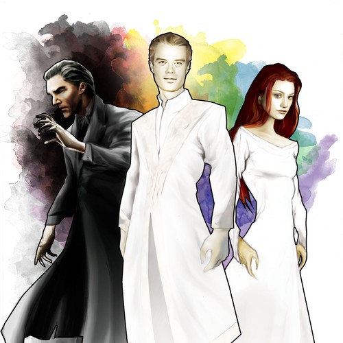 Design three of the main characters to assist in marketing a quality fantasy fiction novel