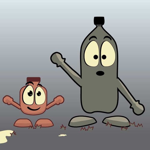 Create a cast of bottle cartoon characters that for Full Bottle.