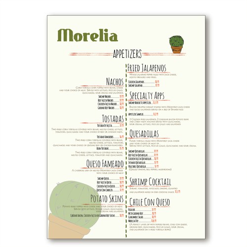 menu concept for mexican restaurant
