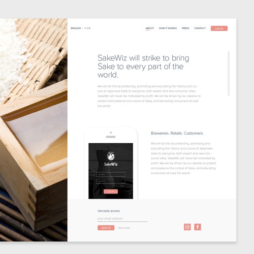 Landing Page Design for Sakewiz