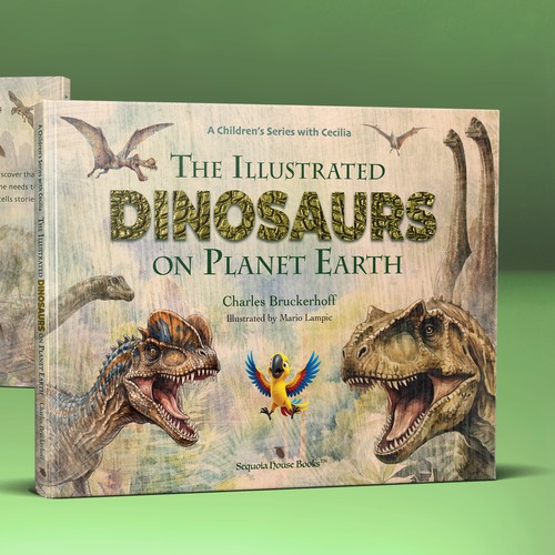 Book cover design of the book "The Illustrated Dinosaurs on Planet Earth"