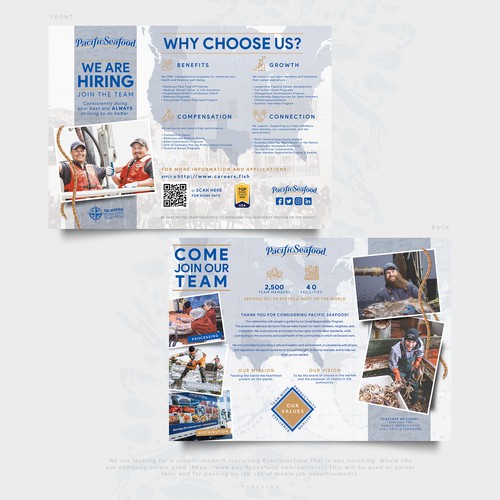 Modern/Clean Recruiting Flyer for Large US Seafood Company - Pacific Seafood
