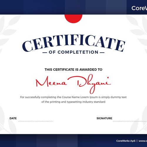 Training Certificate design