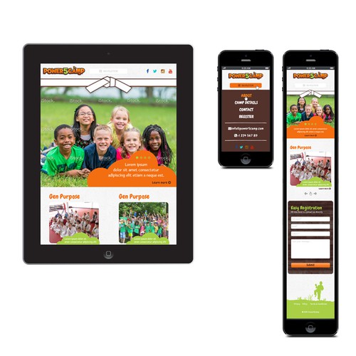 Power 5 Summer Day Camp website design
