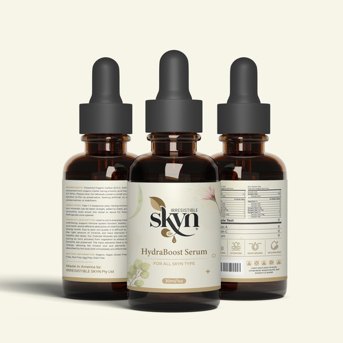 HydraBoost Serum Bottle Label Design