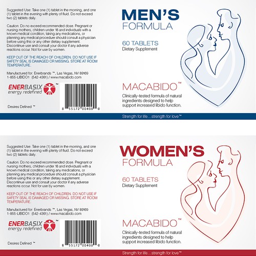 Product label for libido enhancing supplement, Macabido™