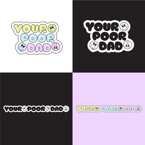 Fun and girlie podcast logo and branding for Your Poor Dad Podcast