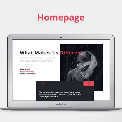 Minimal, Fun, Creative Homepage design for Social Media Marketing company