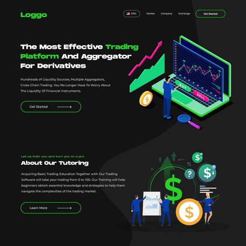 Landing page Design for a forex / crypto trading company
