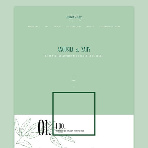 Fresh, cool, modern, mediterranean wedding website 