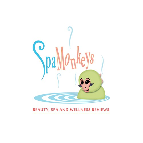 Create a cute, adorable mascot logo for Spa Monkeys