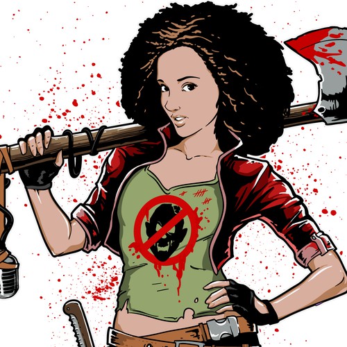 Blend the world of The Walking Dead with a strong female character ina logo for podcast artwork.