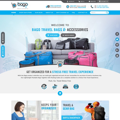 Bago Travel Bags Website Redesign