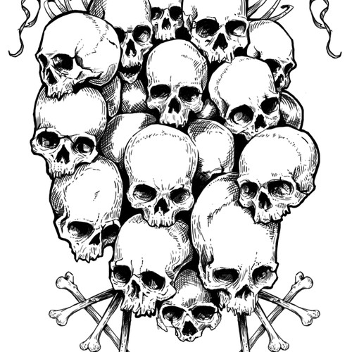 Skull pile illustration