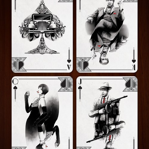 Elegant Mobster Playing Card Illustrations
