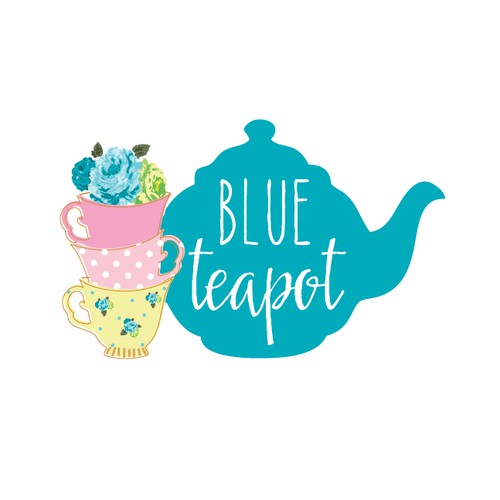 Create the best logo for the "Blue Teapot" tearoom in France