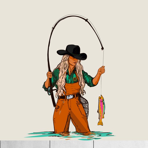 Fishing cow girl