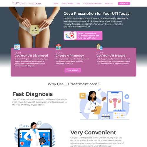 Homepage design for UTItreatment