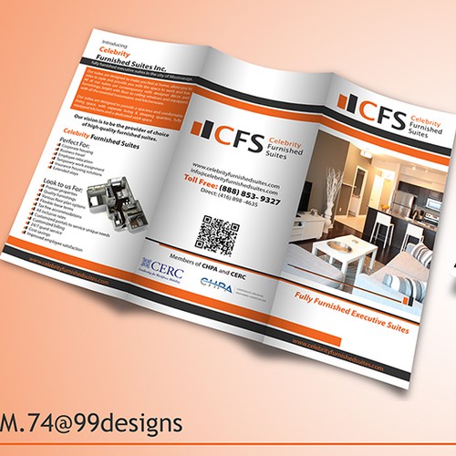 Create the next brochure design for Celebrity Furnished Suites Inc.