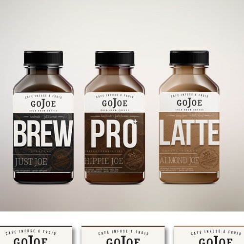 redesign of the label for cold brew coffee beverage gojoe