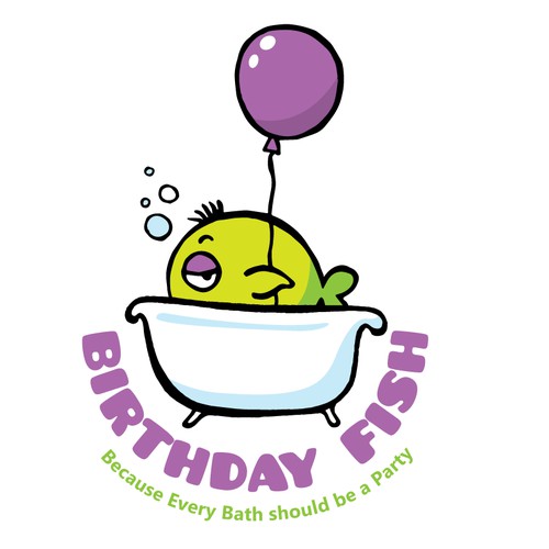 Create a  fishy mascot for Birthday Fish Bath Products