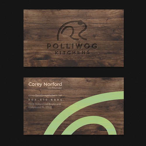 Business card design for a food company.