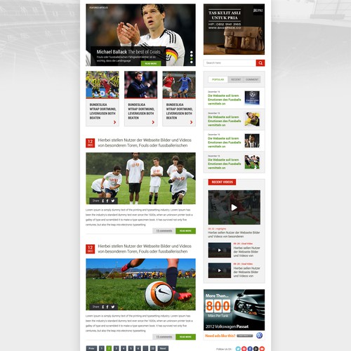 Brand new soccer blog needs emotional design! - Neuer Fussball Blog sucht emotionalen Touch!