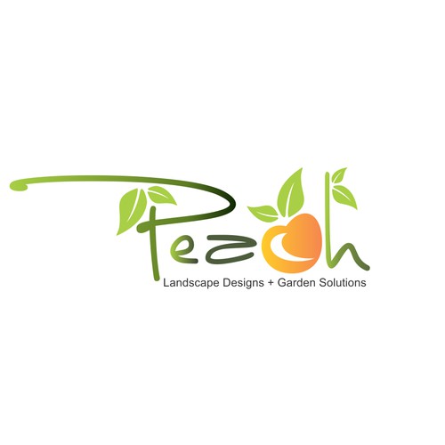 Incorporate a simple peach within a logo for Peach Landscape Designs