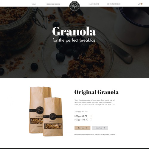 Granola web page design