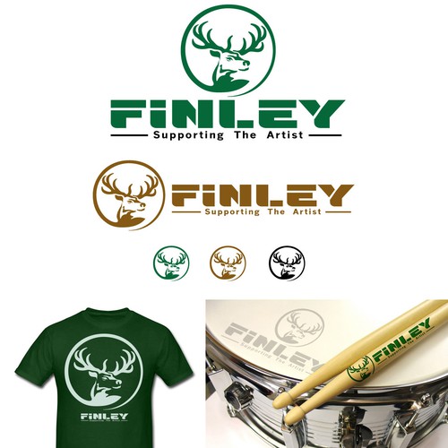 create a bold, slightly edgy, classy drumstick logo for Finley