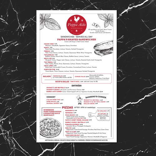 Pappa Aldo menu