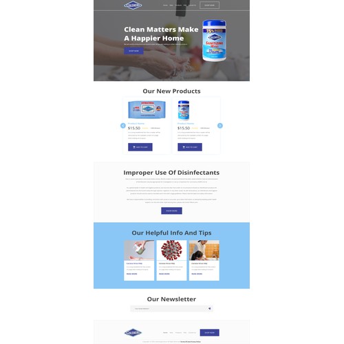 Wet wipe, cleaning, hygiene products company needs a website