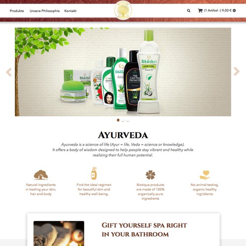 Main page of Ayurveda Cosmetic shop