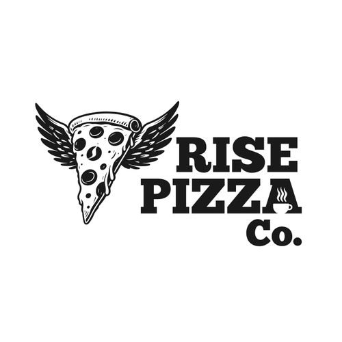 Flying Pizza Logo Design for Rise Pizza Co.