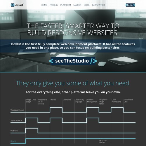 Website concept for DevKit, a Moboom Product.
