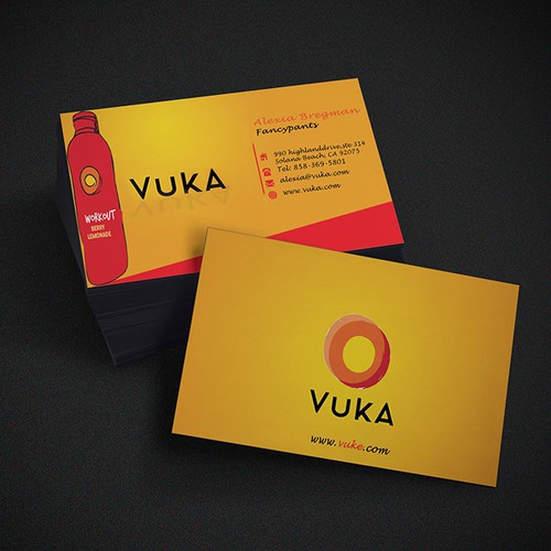 Unique, creative business card for energy drink brand