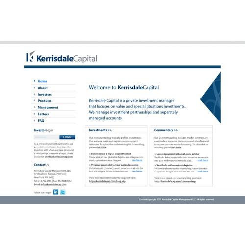 Homepage Re-design for Kerrisdale Capital Website