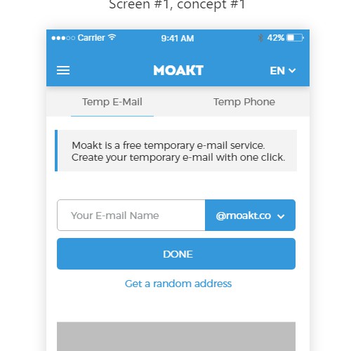 Moakt: temporary email app design concept 