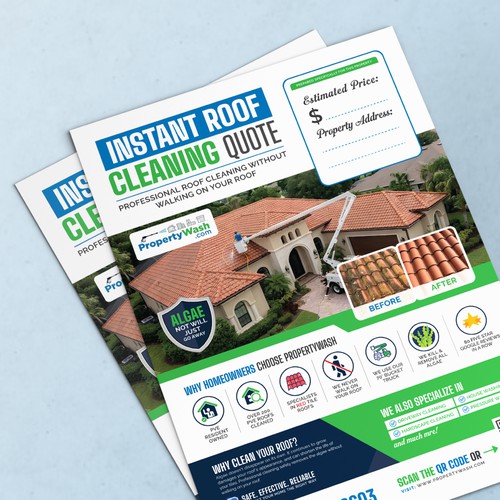 Instant Roof Cleaning Quote Flyer Design | Professional Roof Cleaning Marketing Flyer