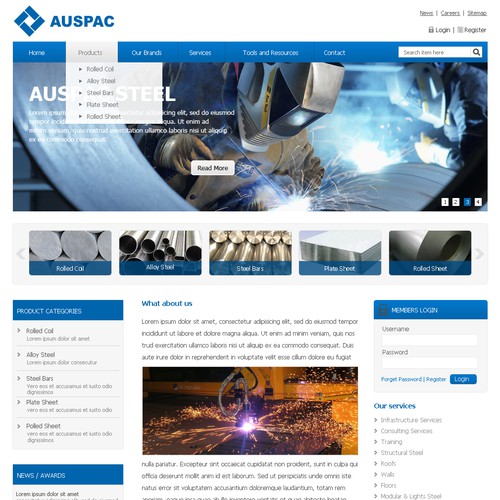 Create the next website for Auspac Steel