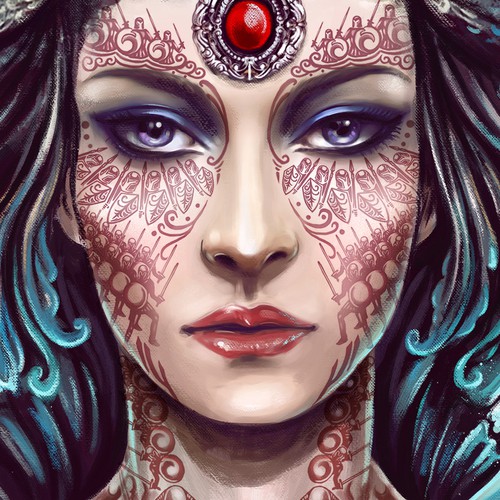 Create the majestic face of an empress for a fantasy book cover