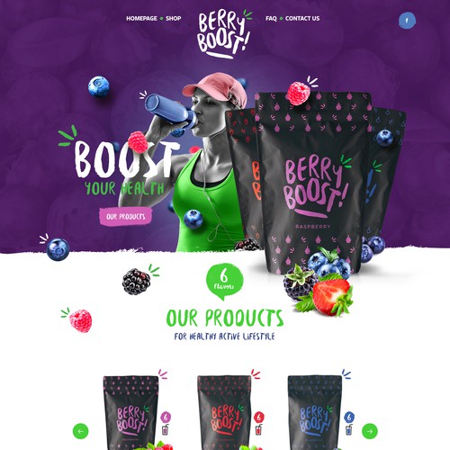 Design a sleek and clever, modernized eye catching ecommerce website for BerryBoost.