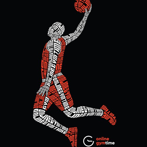 Typography Basketball Player