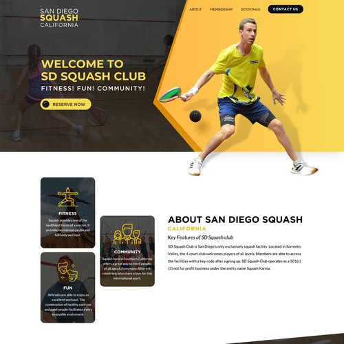 Unique great new website for Squash club