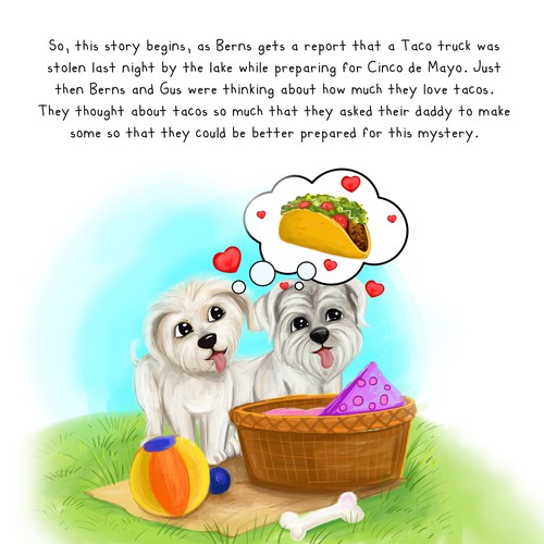 2 cute dog illustration