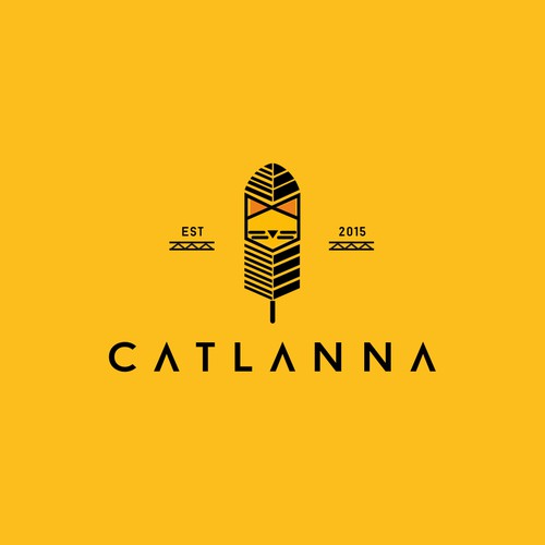 captivating powerful, geometric cat logo for CATLANNA behavior consulting services