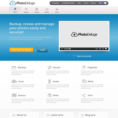 Create a responsive website design for PhotoDeluge.com