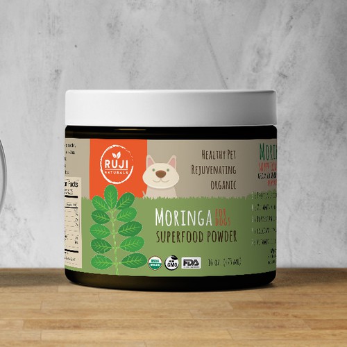 Organic label for Moringa Pet Supplement