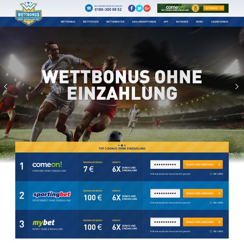 WETTBONUS - Comparison Game Bonus website